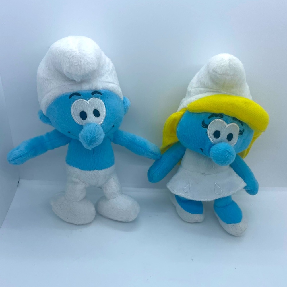 Nanco Smurfs Smurfette & Boy Smurf Plush Stuffed Animal